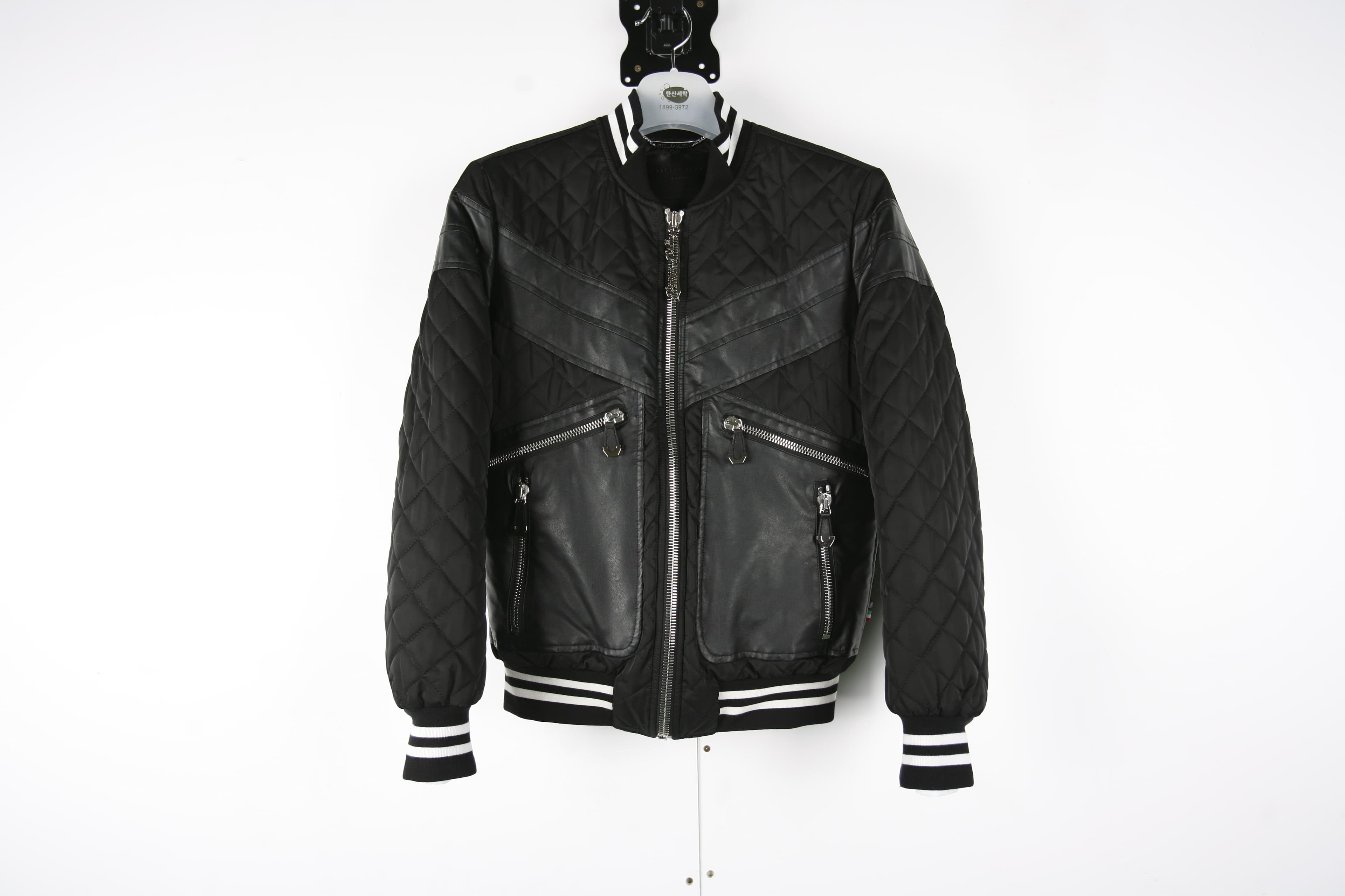 [PHILIPP PLEIN 필립플레인] 금속 장식 가죽 혼용 점퍼