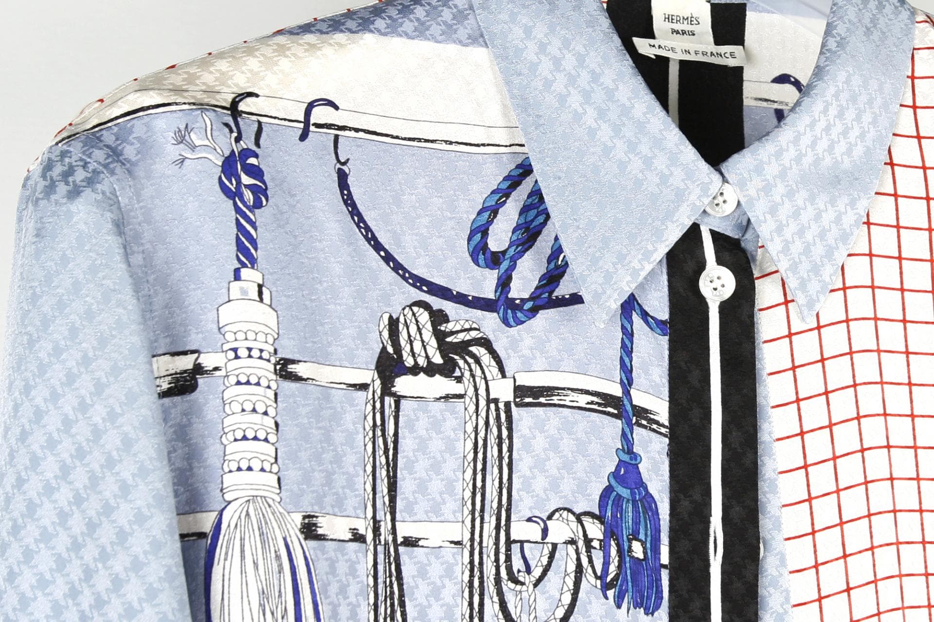 [ Hermès 에르메스] 실크 프린트 블루 상세
