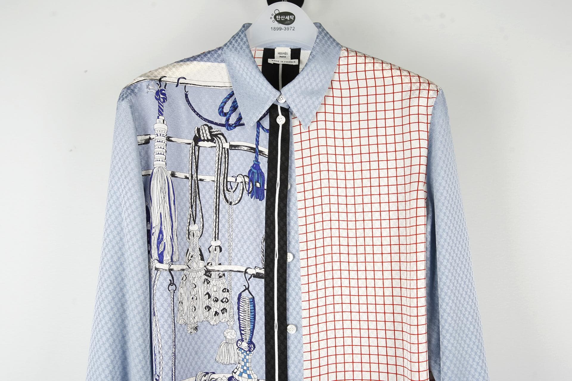 [ Hermès 에르메스] 실크 프린트 블루 상세