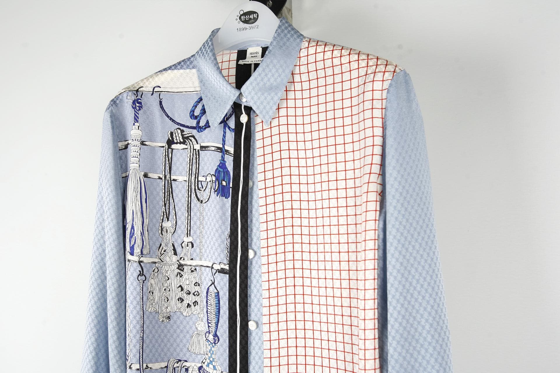 [ Hermès 에르메스] 실크 프린트 블루 상세