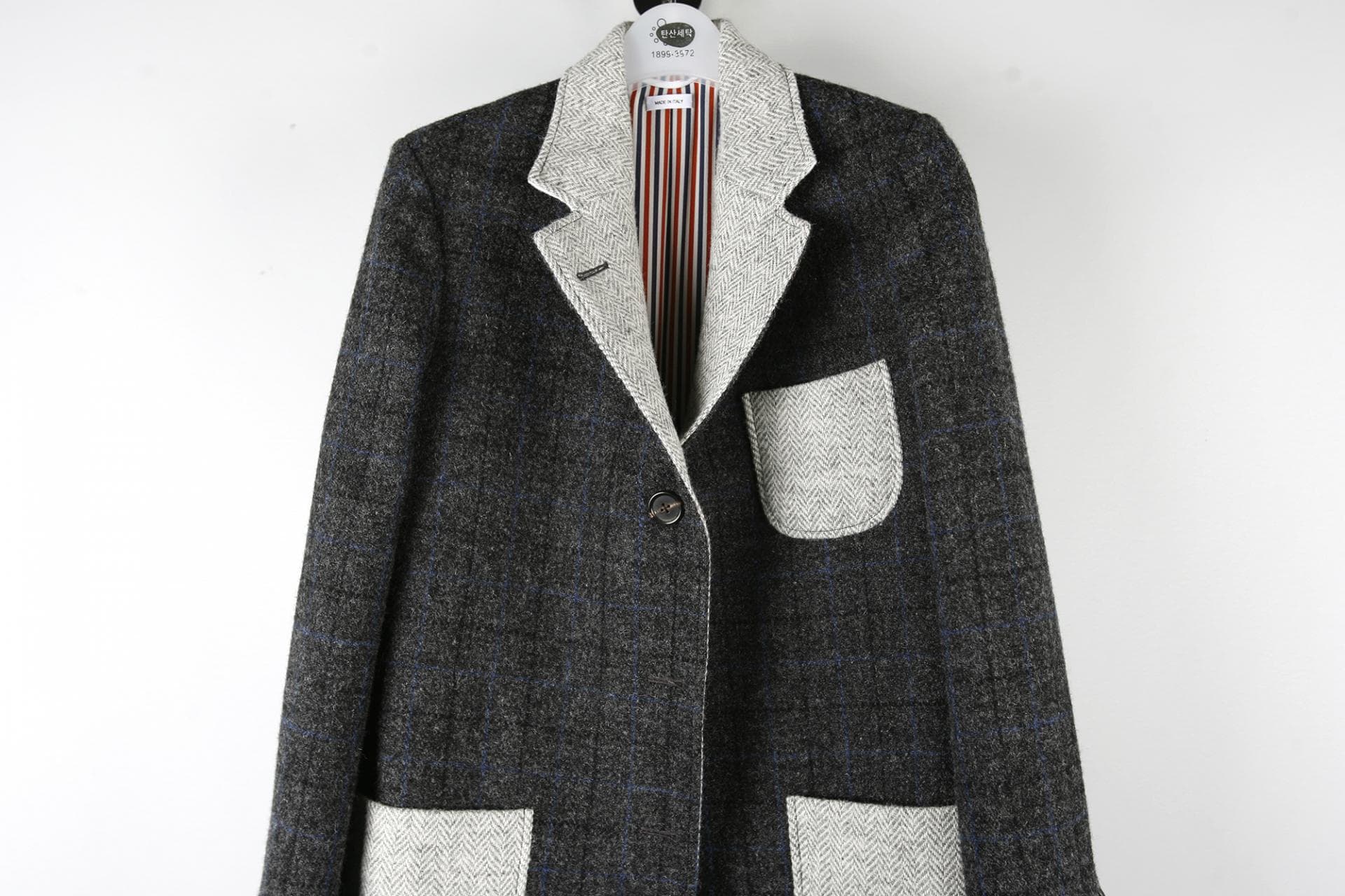 [Thom Browne] 패치포켓투톤롱트위드코트 상세