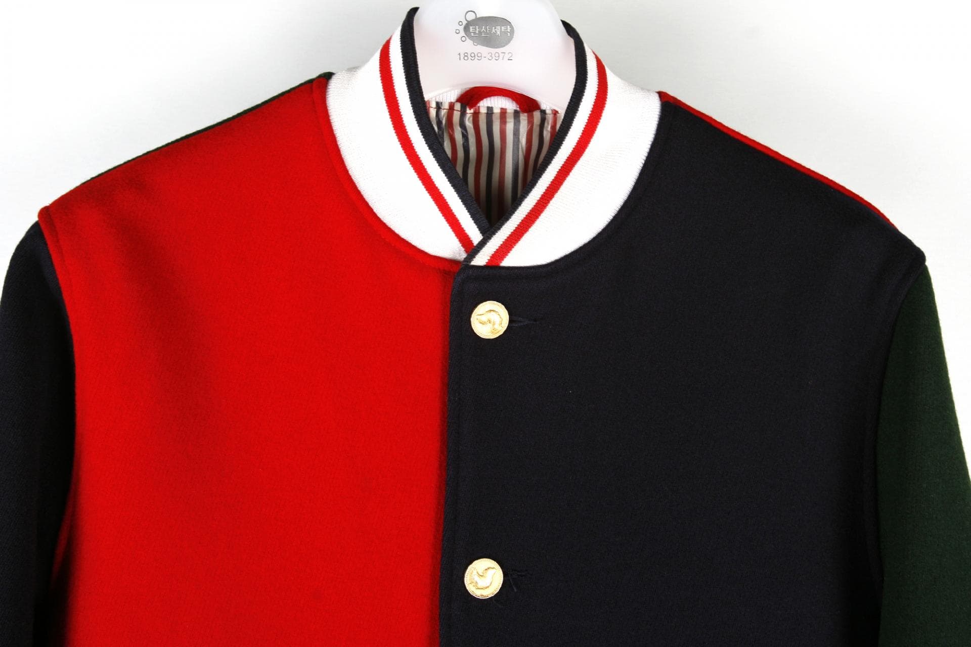 [Thom Browne 톰브라운] 컬러블럭버튼울봄버자켓 상세