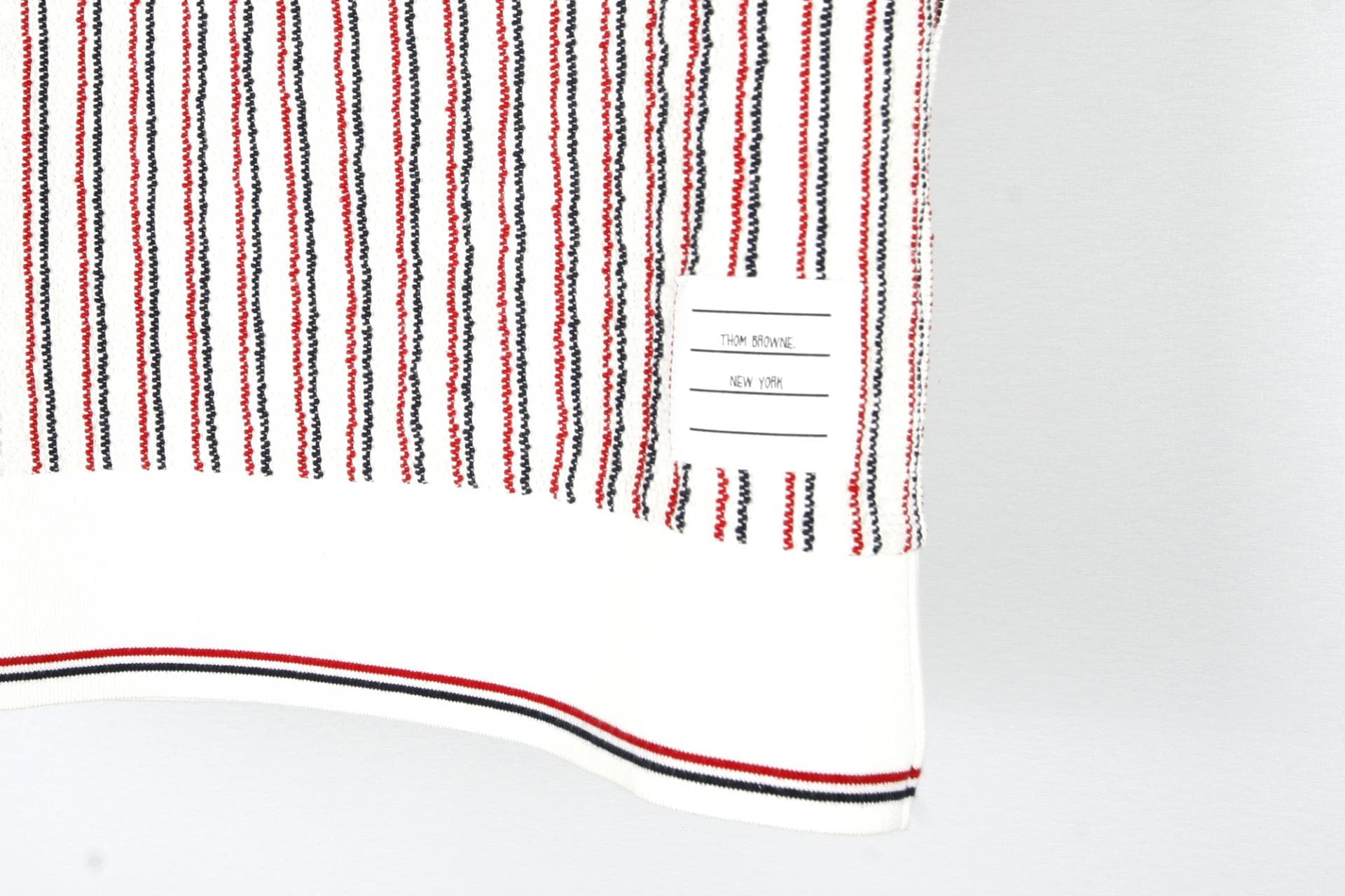 [ Thom Browne 톰브라운]멀티컬러텍스처스트라이프코튼트위드 리브커프폴로셔츠 상세