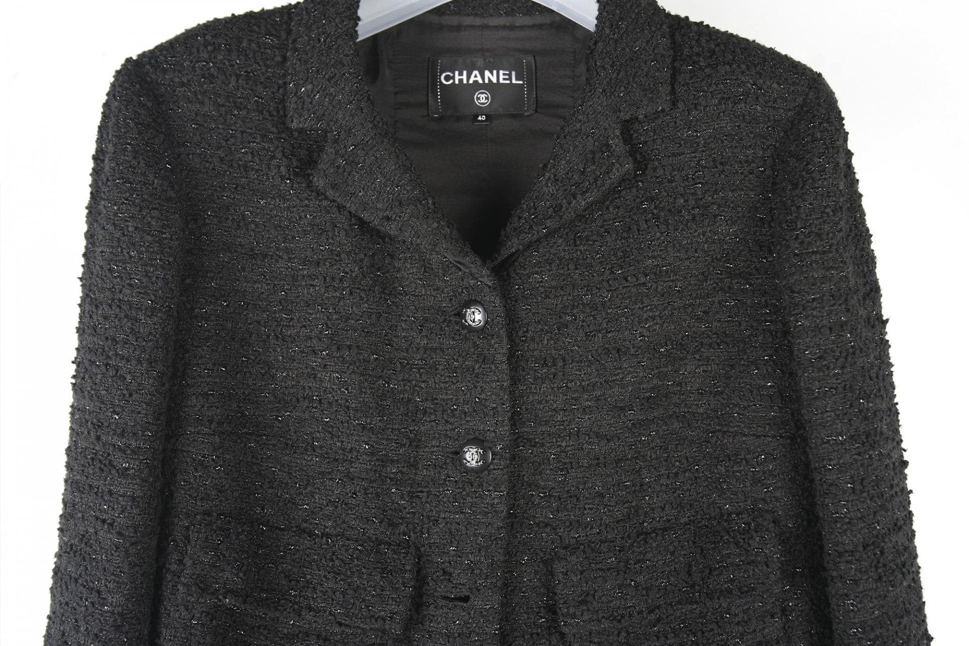 [Chanel 샤넬] CC버튼블랙자카드트위드자켓 상세