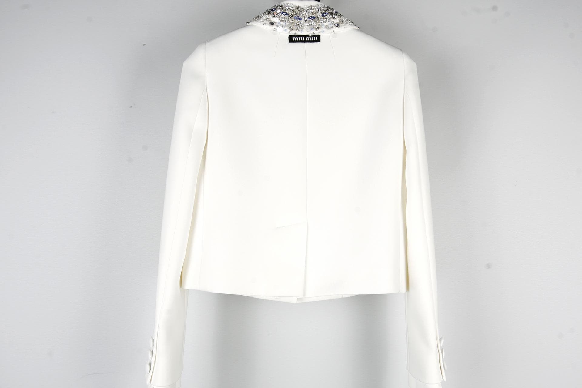 [Miu Miu 미우미우] Crystal-Embellished Cady Jacket 상세