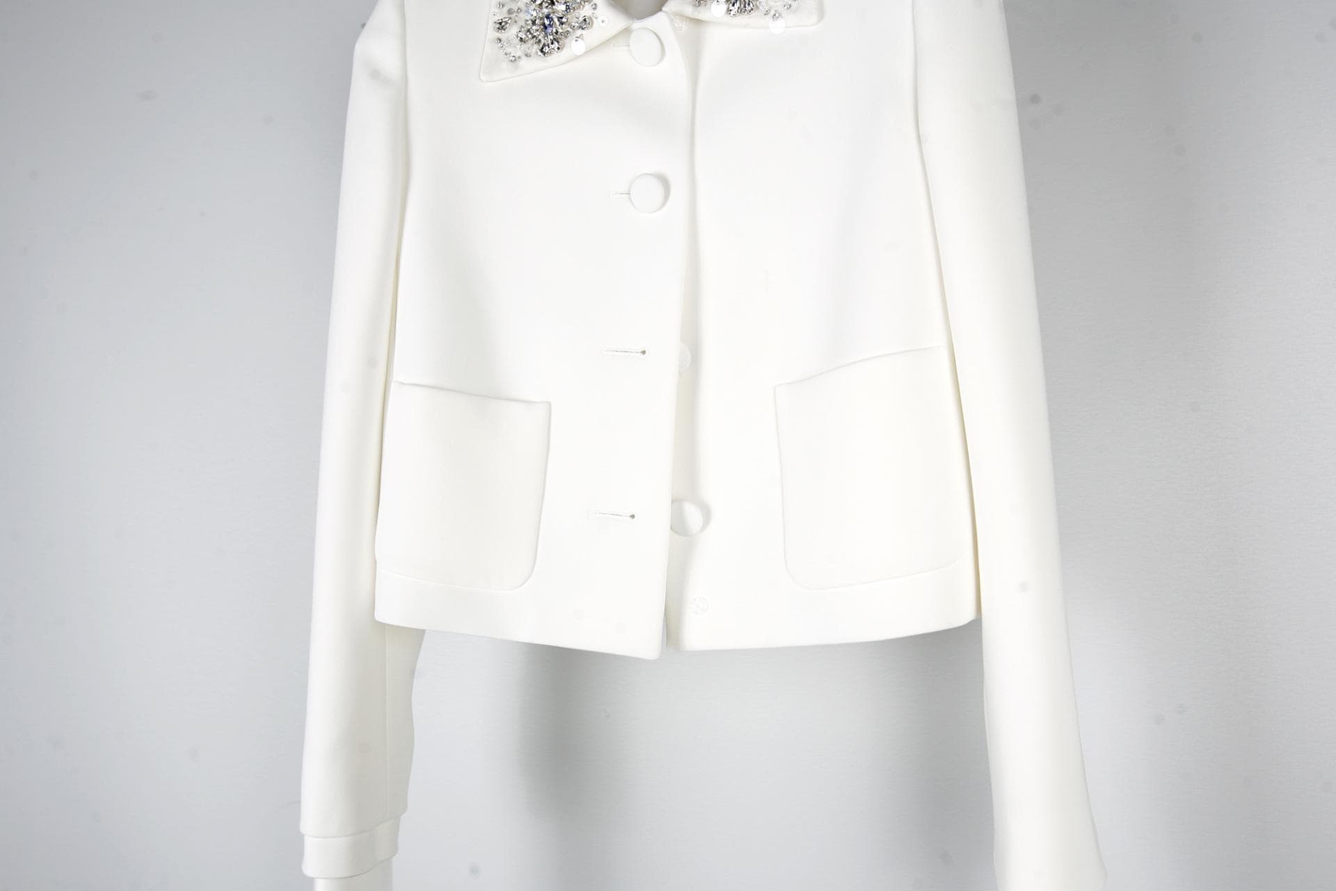 [Miu Miu 미우미우] Crystal-Embellished Cady Jacket 상세