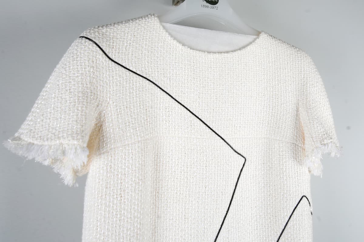 [Chanel 샤넬]12P 레더 트리밍 판타지 드레스 상세
