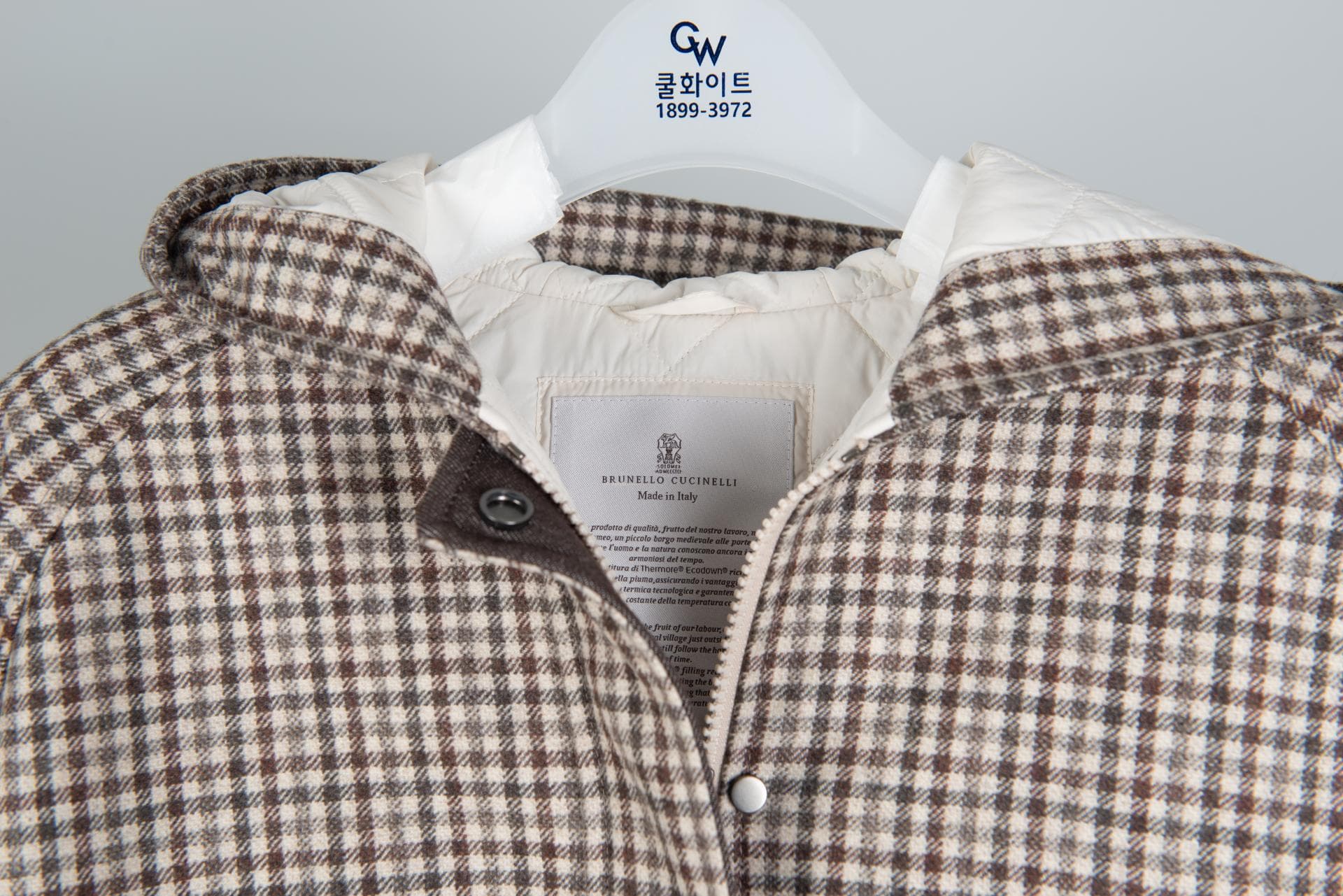 [Brunello Cucinelli 브루넬로 쿠치넬리] 울 깅엄 체크 후디 재킷 상세