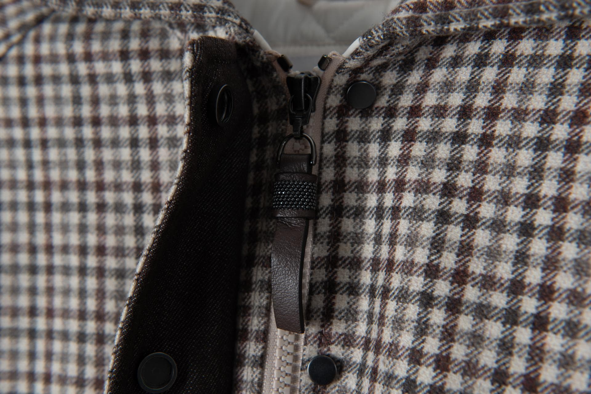 [Brunello Cucinelli 브루넬로 쿠치넬리] 울 깅엄 체크 후디 재킷 상세